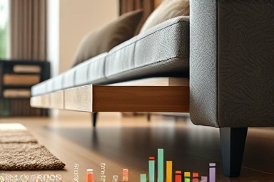 Multi-functional furniture in a small living room, highlighting slim design and space efficiency.